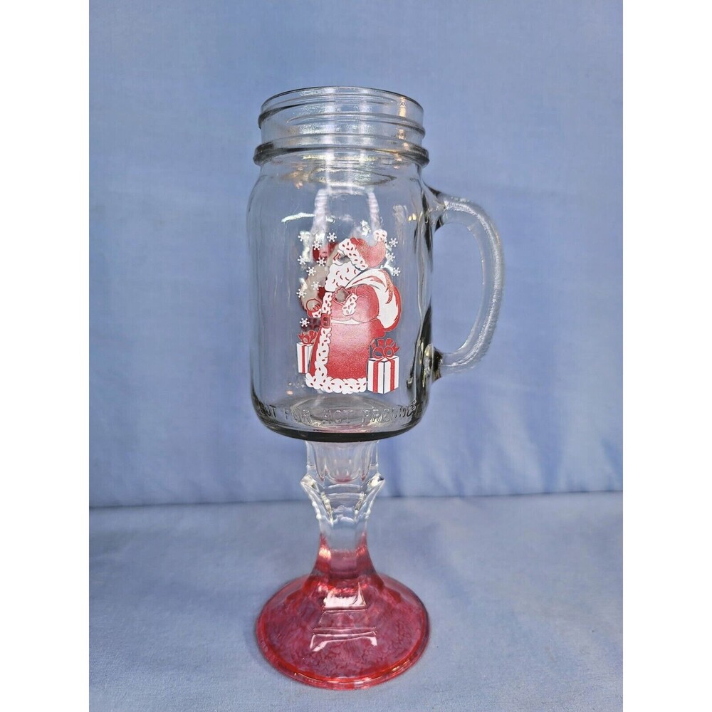 Santa Claus Country Wine Glass Christmas Mason Jar 16 oz